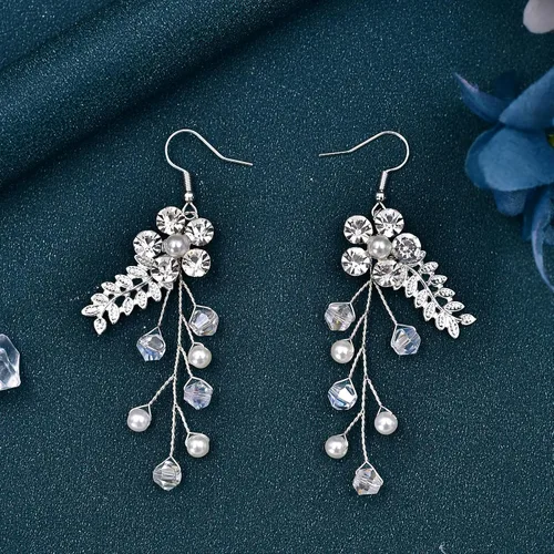 Miniatura 4 de ULAPAN Diademas de boda para novia, tocados de vid para el cabello, diamantes de imitación, accesorios para el cabello de cristal plateado