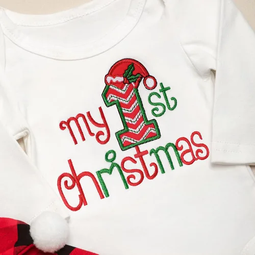 Miniatura 5 de Conjunto de 4 piezas de ropa de Navidad para bebé, niña y niño, mi primera Navidad, 0-18 meses