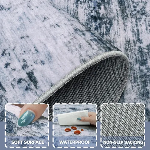 Miniatura 5 de Alfombra de área para sala de estar: alfombra de 6x9 pies para dormitorio, lavable a máquina con respaldo antideslizante, no se desprende