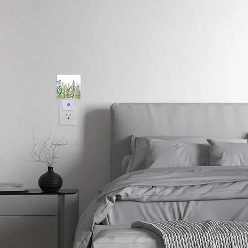 Miniatura 7 de Luz nocturna, hierbas y flores silvestres, luces nocturnas enchufables a la pared para niños y niñas, luz nocturna decorativa media redonda, lámpara