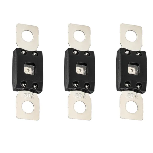 Miniatura 24 de GLOSO Portafusible Mega atornillado con cubierta negra (fusible no incluido) Perno M8 Clasificación de 500 amperios