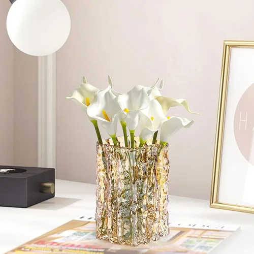 Miniatura 7 de Aoderun Jarrón de cristal de cristal resistente para mesa de comedor, cocina, oficina, hogar, estante, boda, sala de estar, centros de mesa (ámbar)