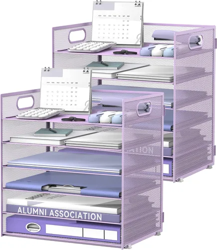 Miniatura 11 de Daltack Organizador de papel de 6 niveles para escritorio, organizador de bandejas de papel para escritorios, organizadores de archivos de Negro