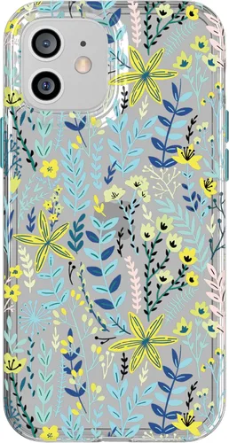 Tech21 Evo Art Botanical Garden - Funda protectora para iPhone 12/12 Pro con protección contra caídas de 10 pies y obras de arte exclusivas Azul