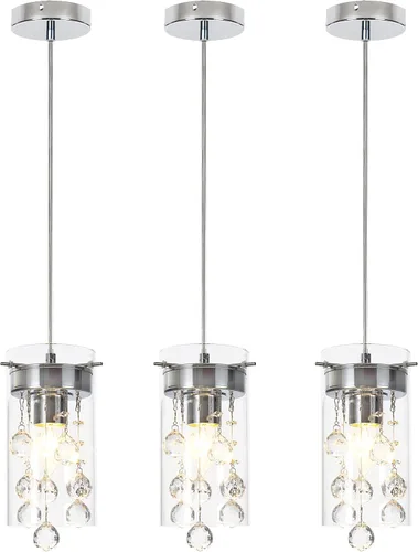 Lámpara colgante de cristal, colgante moderno de isla de cocina, paquete de 3 luces colgantes para isla de cocina, lámpara colgante cromada