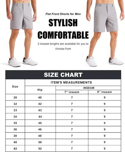 Miniatura 6 de Libin Pantalones cortos de golf para hombre, pantalones cortos de vestir casuales de trabajo con frente plano de 7 pulgadas y 9 pulgadas, elásticos