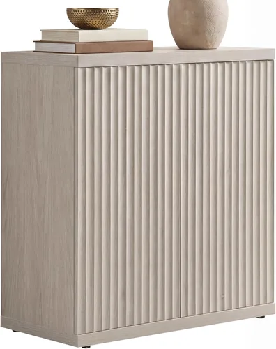 Miniatura 10 de SICOTAS Armario de buffet con aparador de almacenamiento, diseño moderno con puertas y estantes, consola multimedia acanalada, mesa de café