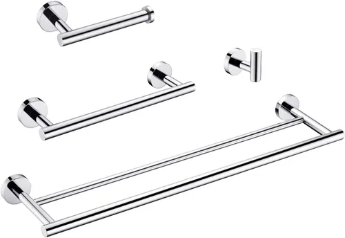 Miniatura 10 de Miyili BS01N4 - Juego de accesorios de baño de 4 piezas, acero inoxidable cepillado, soporte para pared, incluye toallero doble, toallero de mano