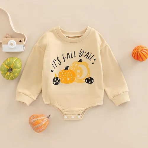 Miniatura 65 de Ropa de Halloween para bebé niña, sudadera con estampado de calabaza, mameluco de burbujas, lindo traje de Acción de Gracias de otoño