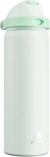 Miniatura 46 de POWCAN - Botella de agua aislada, 24 oz, tapa 2 en 1, boquilla de botón, popote abatible, a prueba de fugas, acero inoxidable, para portavasos
