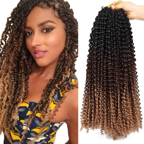 Dorsanee Cabello Passion Twist Ombré de 18 pulgadas, 6 paquetes, Cabello de Ganchillo Water Wave, Cabello Largo Bohemio Rizado para Trenzar para