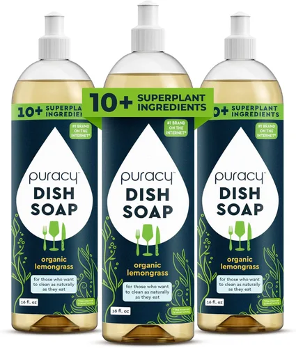 Miniatura 8 de Puracy Repuesto de jabón natural para platos, jabón detergente líquido para lavar platos a base de plantas suavizante de la piel, fórmula