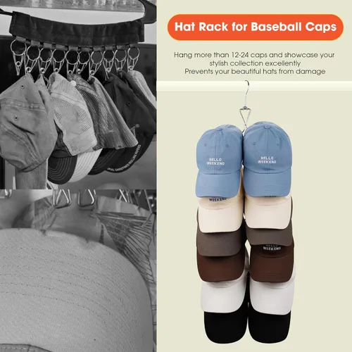 Miniatura 4 de Percha para bufandas, paquete de 2 unidades, 24 almacenamientos, colgador de bolso con gancho giratorio de 360, organizador de bufandas para Plateado
