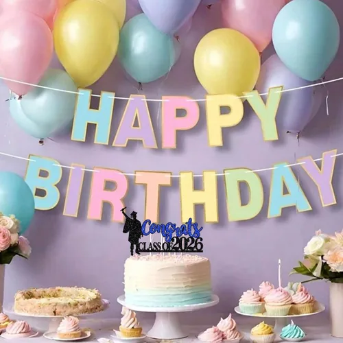 Miniatura 3 de 1 paquete de decoración para tarta de graduación para niña, con purpurina, para diploma, decoración para adultos mayores 2026, para niñas, escuela