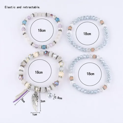 Miniatura 7 de 4 juegos de pulseras bohemias hechas a mano con múltiples capas para mujer