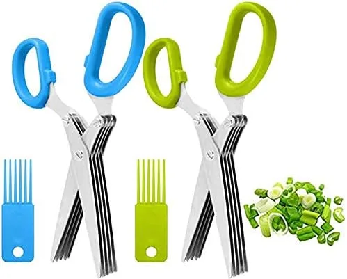 Tijeras de cocina de acero inoxidable de 5 hojas para hierbas, picar hierbas frescas y verduras de hoja verde, utensilios de cocina, cortador de