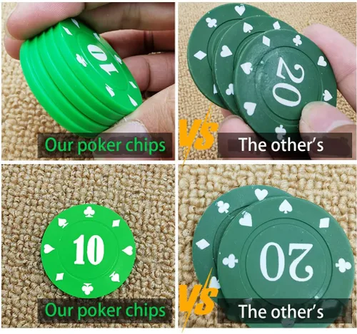 Miniatura 2 de Juego de 100 fichas de póquer de plástico con caja de almacenamiento, denominación impresa estilo casino chip para Texas Home Game Holdem Poker