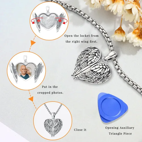 Miniatura 2 de Collar de alas de ángel de plata de ley 925, ángel de la guarda, enfermera RN caduceo, dije de ángel de cristal, joyería de regalo para mujer