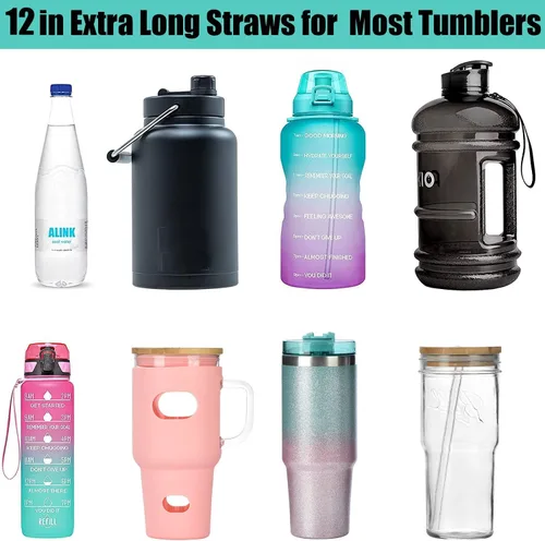 Miniatura 8 de ALINK Pajitas reutilizables con purpurina para vaso Stanley de 40 onzas y 30 onzas, popotes de plástico duro de 12 pulgadas de largo, popote