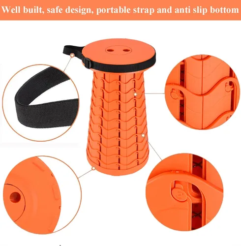 Miniatura 4 de Fishboy Taburete plegable mejorado, capacidad máxima de peso de 400 libras, ligero pero resistente, taburete plegable retráctil portátil telescópico