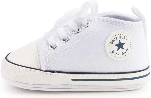 Miniatura 3 de KIDSUN - Zapatos deportivos unisex de caña alta para bebés mezclilla de lona suela antideslizante suaves para los primeros pasos