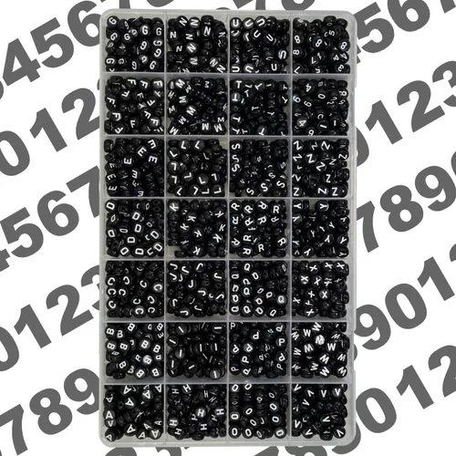 Miniatura 7 de Juego de 1450 cuentas de letras redondas de acrílico de 0.16 x 0.27 pulgadas, cuentas de las letras del alfabeto de la A a la Z y cuentas de números