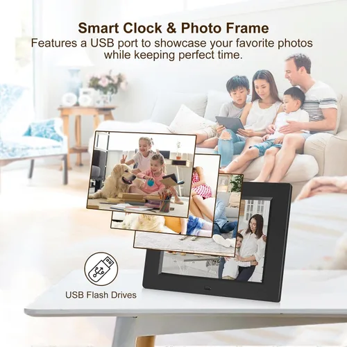 Miniatura 8 de KASTISS Reloj despertador con calendario digital de 8 pulgadas, reloj digital grande fácil de leer, personas con problemas de visión, 12 alarmas