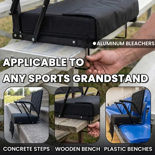 Miniatura 9 de Sheenive Asientos de estadio para gradas con soporte trasero (paquete de 1) – Cojín ancho de 2.8 pulgadas de grosor y reposabrazos acolchados