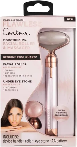 Miniatura 5 de Finishing Touch Flawless Rodillo facial vibratorio y masajeador de contorno, cuarzo rosa