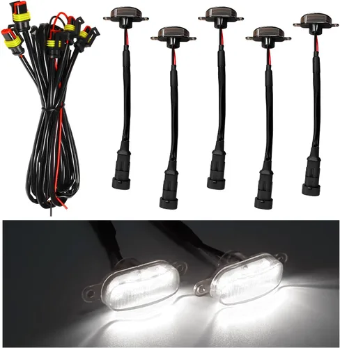 Miniatura 8 de Dickno 3 piezas de luces de rejilla de coche, brillantes luces LED de rejilla ámbar con arnés de cableado, lámparas impermeables de moldura