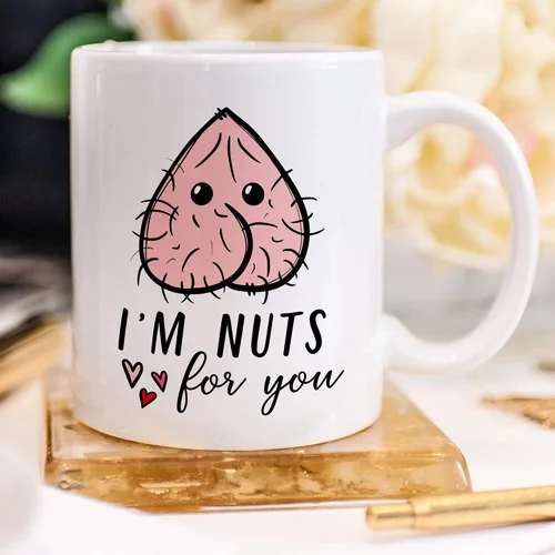 Miniatura 3 de YouNique Designs Taza con texto en inglés "I Nuts about You", taza de café de aniversario para hombres, taza de cumpleaños para novio, novia