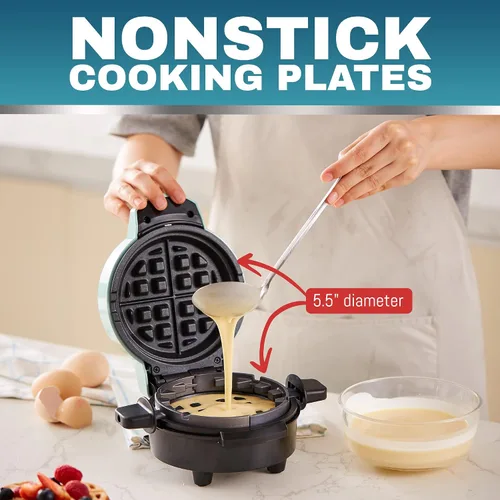 Miniatura 3 de Elite Gourmet EWM460 Máquina para Hacer Gofres Belgas Giratoria con Volteo Antiadherente, Gofres de 1.25 Pulgadas de Grosor, Hash Browns, Keto, Negro