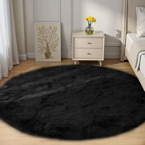 Miniatura 32 de Goolela Alfombra esponjosa de piel sintética de oveja sintética de 4 x 6 pies, color gris, para dormitorio, mesita de noche, alfombra suave de felpa