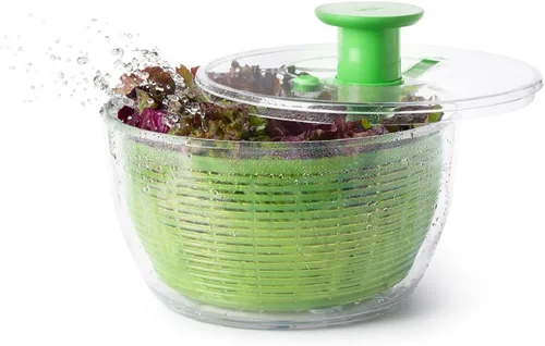 OXO Good Grips - Escurridor de ensalada grande, verde, con lavadora de lechuga y frutas, libre de BPA, bomba fácil de un solo mano