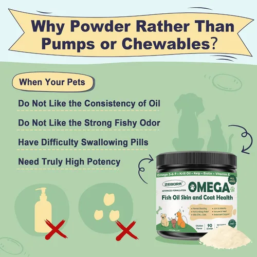 Miniatura 4 de Aceite de pescado Omega 3 para perros, aceite de pescado en polvo para perros, aceite de pescado capturado en la naturaleza, EPA y DHA, aceite