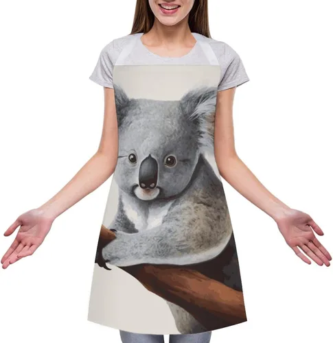 Miniatura 3 de Personalized Koala And Butterfly Adult Apron, Kitchen Cooking Aprons for Woman Man, Adjustable Bib Apron with Pocket for Baking, BBQ Crafting