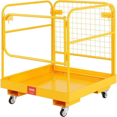 Miniatura 12 de VEVOR Cesta de Carga para Montacargas, Plataforma de Trabajo con Jaula de Seguridad de 36 x 36 Pulgadas, Capacidad de Carga de 1200 lbs, Cesta