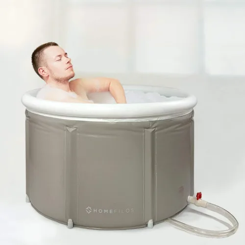 Bañera portátil (grande) de Homefilos, baño de hielo y sumersión fría para atletas, bañera japonesa inflable de tamaño adulto para regadera