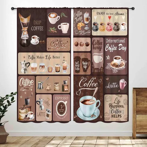 Miniatura 13 de Cortinas Rústicas de Cocina, Tenedor Cuchara Retro Tablón de Madera Granja País Tema de Cocina Citas Divertidas Tratamiento de Ventana