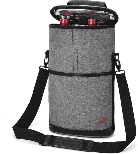 Miniatura 11 de ALLCAMP - Bolsa de vino con compartimento refrigerador, juego de picnic que lleva dos juegos de vajilla Negro
