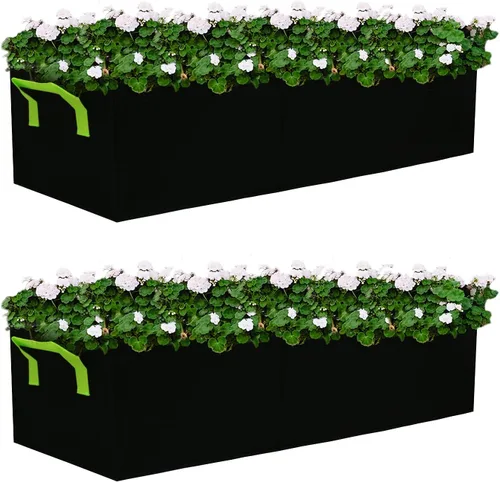 Bolsas de cultivo de 15 galones, paquete de 2 unidades, 3 compartimentos, bolsas de plantación rectangulares elevadas, 14.11 oz de tela no tejida de