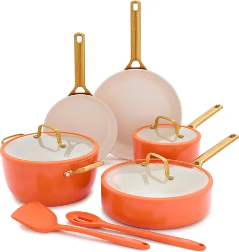 GreenPan Juego de utensilios de cocina antiadherentes Reserve Pro de 10 piezas, cerámica certificada NSF, juego de ollas y sartenes anodizadas duras