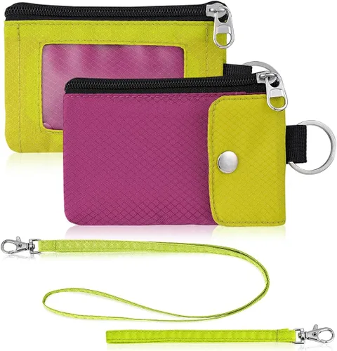 Miniatura 24 de Artpaxy Cartera minimalista para hombres y mujeres, llavero con bloqueo RFID, con cremallera, pequeña cartera con ventana de identificación, 2