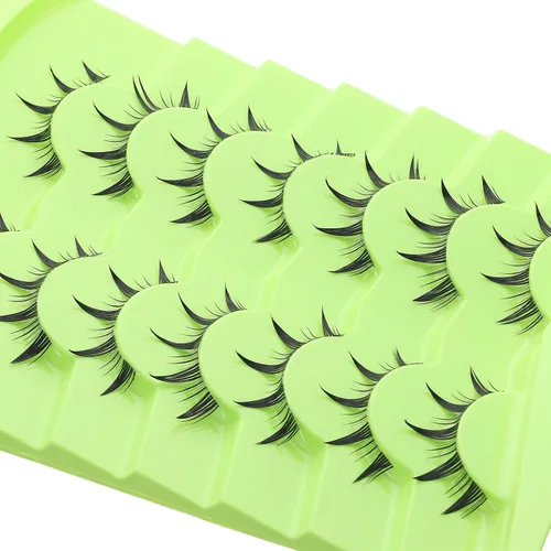 Miniatura 7 de 7 pares de pestañas manga de aspecto natural, pestañas postizas onduladas y puntiagudas de estilo anime, pestañas postizas de cosplay