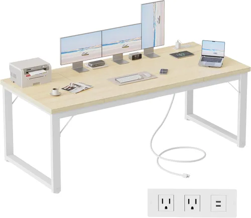 Miniatura 22 de Mericonia Escritorio para computadora de 40 pulgadas, escritorio ejecutivo moderno y grueso, mesa de escritura simple resistente para el hogar, roble