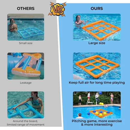 Miniatura 4 de Juego de Juguetes de Piscina TicTac Shot - Juego Inflable de Tic Tac Toe para Piscina con 10 Bolas - para Adultos, Adolescentes, Niños de 2 a 10