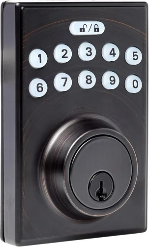 Miniatura 8 de Amazon Basics Cerradura de Puerta con Pestillo de Seguridad y Teclado Electrónico con Control Táctil sin Llave, Instalación Fácil, Bloqueo Negro mate