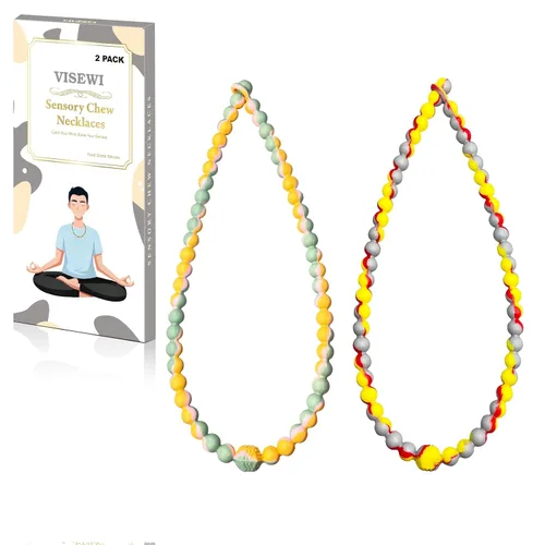 Collar de dentición para bebé, juguetes para rechinar dientes, collar sensorial para masticar para niños, niñas, niños, adultos con autismo, TDAH,
