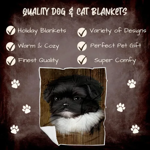 Miniatura 2 de Manta rústica para perro Shih Tzu, ligera, súper suave, acogedora y duradera, manta de cama con temática de animales para sofá, cama, sofá
