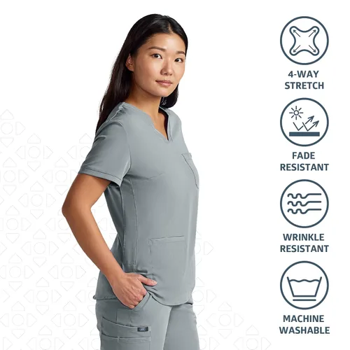 Miniatura 2 de ave. Lex - Camiseta médica para mujer, estilo túnica, tela elástica en 4 direcciones, cómoda, de fácil cuidado, resistente a las arrugas